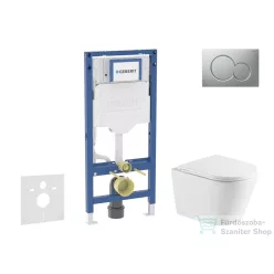   Geberit Duofix falra szerelhető WC szett, Kielle NEFIA Vortex rimless+ WC softclose ülőkével, Geberit Sigma 01 matt króm nyomólappal, fehér SANI11CA2107