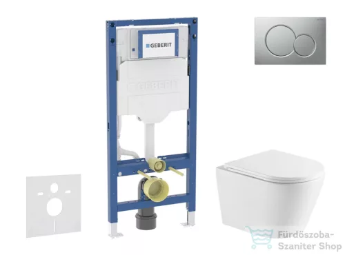 Geberit Duofix falra szerelhető WC szett, Kielle NEFIA Vortex rimless+ WC softclose ülőkével, Geberit Sigma 01 matt króm nyomólappal, fehér SANI11CA2107