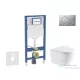 Geberit Duofix falra szerelhető WC szett, Kielle NEFIA Vortex rimless+ WC softclose ülőkével, Geberit Sigma 01 matt króm nyomólappal, fehér SANI11CA2107