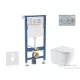 Geberit Duofix Basic falra szerelhető WC szett, Kielle Nefia Vortex rimless+ WC softclose ülőkével, Geberit Delta 01 matt króm nyomólappal SANI11CA2108