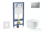 Geberit Duofix falra szerelhető WC szett, Kielle OUDEE Vortex rimless+ WC softclose ülőkével, Geberit Sigma 01 matt króm nyomólappal, fehér SANI11CA2110
