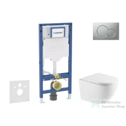   Geberit Duofix falra szerelhető WC szett, Kielle OUDEE Vortex rimless+ WC softclose ülőkével, Geberit Sigma 01 matt króm nyomólappal, fehér SANI11CA2110