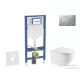 Geberit Duofix falra szerelhető WC szett, Kielle OUDEE Vortex rimless+ WC softclose ülőkével, Geberit Sigma 01 matt króm nyomólappal, fehér SANI11CA2110