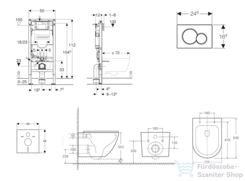 Geberit Duofix falra szerelhető WC szett, Kielle OUDEE Vortex rimless+ WC softclose ülőkével, Geberit Sigma 01 matt króm nyomólappal, fehér SANI11CA2110