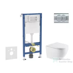   Geberit Duofix Basic falra szerelhető WC szett, Kielle OUDEE Vortex rimless+ WC softclose ülőkével, Geberit Delta 01 matt króm nyomólappal, fehér SANI11CA2111
