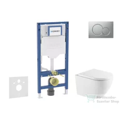  Geberit Duofix falra szerelhető WC szett, Kielle OUDEE Vortex rimless+ WC softclose ülőkével, Geberit Sigma 01 matt króm nyomólappal, fehér SANI11CA2113