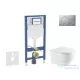 Geberit Duofix falra szerelhető WC szett, Kielle OUDEE Vortex rimless+ WC softclose ülőkével, Geberit Sigma 01 matt króm nyomólappal, fehér SANI11CA2113