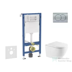   Geberit Duofix Basic falra szerelhető WC szett, Kielle OUDEE Vortex rimless+ WC softclose ülőkével, Geberit Delta 01 matt króm nyomólappal, fehér SANI11CA2114