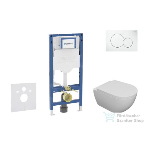 Geberit Duofix falra szerelhető WC szett, Kielle Oudee WC és softclose ülőkével, Geberit Sigma 01 alpesi fehér nyomólappal SANI11CA3100B