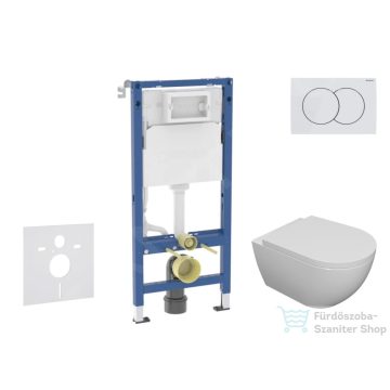   Geberit Duofix falra szerelhető WC szett, Kielle Oudee WC és softclose ülőkével, Geberit Delta01 fehér nyomólappal SANI11CA3102B