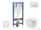 Geberit Duofix falra szerelhető WC szett, Kielle OUDEE Vortex rimless+ WC softclose ülőkével, Geberit Sigma 50 króm/alpesi fehér nyomólappal, fehér SANI11CA31100