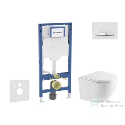   Geberit Duofix falra szerelhető WC szett, Kielle OUDEE Vortex rimless+ WC softclose ülőkével, Geberit Sigma 50 króm/alpesi fehér nyomólappal, fehér SANI11CA31100