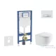 Geberit Duofix falra szerelhető WC szett, Kielle OUDEE Vortex rimless+ WC softclose ülőkével, Geberit Sigma 50 króm/alpesi fehér nyomólappal, fehér SANI11CA31100