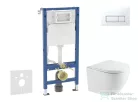 Geberit Duofix Basic falra szerelhető WC szett, Kielle OUDEE Vortex rimless+ WC softclose ülőkével, Geberit Delta 50 alpesi fehér nyomólappal SANI11CA31103