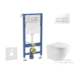   Geberit Duofix Basic falra szerelhető WC szett, Kielle OUDEE Vortex rimless+ WC softclose ülőkével, Geberit Delta 50 alpesi fehér nyomólappal SANI11CA31103