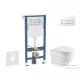 Geberit Duofix Basic falra szerelhető WC szett, Kielle OUDEE Vortex rimless+ WC softclose ülőkével, Geberit Delta 50 alpesi fehér nyomólappal SANI11CA31103