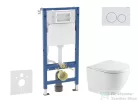 Geberit Duofix Basic falra szerelhető WC szett, Kielle OUDEE Vortex rimless+ WC softclose ülőkével, Geberit Delta 20 alpesi fehér nyomólappal SANI11CA31104