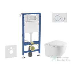   Geberit Duofix Basic falra szerelhető WC szett, Kielle OUDEE Vortex rimless+ WC softclose ülőkével, Geberit Delta 20 alpesi fehér nyomólappal SANI11CA31104