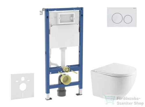 Geberit Duofix Basic falra szerelhető WC szett, Kielle OUDEE Vortex rimless+ WC softclose ülőkével, Geberit Delta 20 alpesi fehér nyomólappal SANI11CA31104