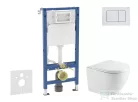 Geberit Duofix Basic falra szerelhető WC szett, Kielle OUDEE Vortex rimless+ WC softclose ülőkével, Geberit Delta 30 alpesi fehér nyomólappal SANI11CA31105
