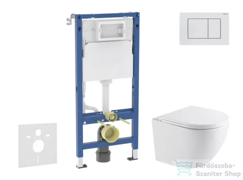Geberit Duofix Basic falra szerelhető WC szett, Kielle OUDEE Vortex rimless+ WC softclose ülőkével, Geberit Delta 30 alpesi fehér nyomólappal SANI11CA31105