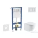 Geberit Duofix Basic falra szerelhető WC szett, Kielle OUDEE Vortex rimless+ WC softclose ülőkével, Geberit Delta 30 alpesi fehér nyomólappal SANI11CA31105