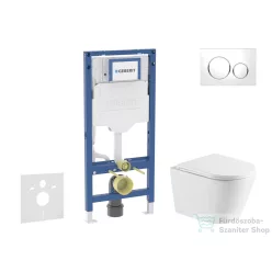   Geberit Duofix falra szerelhető WC szett, Kielle NEFIA Vortex rimless+ WC softclose ülőkével, Geberit Sigma 20 fehér/króm nyomólappal, fehér SANI11CA31107