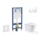 Geberit Duofix falra szerelhető WC szett, Kielle NEFIA Vortex rimless+ WC softclose ülőkével, Geberit Sigma 20 fehér/króm nyomólappal, fehér SANI11CA31107