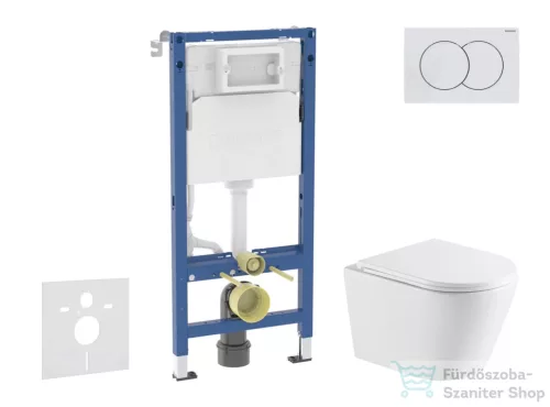 Geberit Duofix Basic falra szerelhető WC szett, Kielle Nefia Vortex rimless+ WC softclose ülőkével, Geberit Delta 01 alpesi fehér nyomólappal SANI11CA31109
