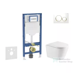   Geberit Duofix falra szerelhető WC szett, Kielle NEFIA Vortex rimless+ WC softclose ülőkével, Geberit Sigma 20 fehér/arany színű nyomólappal, fehér SANI11CA31110