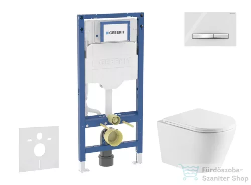 Geberit Duofix falra szerelhető WC szett, Kielle NEFIA Vortex rimless+ WC softclose ülőkével, Geberit Sigma 50 alpesi fehér/króm színű nyomólappal, fehér SANI11CA31111