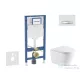 Geberit Duofix falra szerelhető WC szett, Kielle NEFIA Vortex rimless+ WC softclose ülőkével, Geberit Sigma 50 alpesi fehér/króm színű nyomólappal, fehér SANI11CA31111