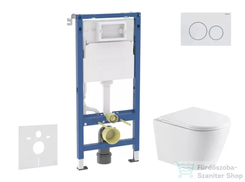 Geberit Duofix Basic falra szerelhető WC szett, Kielle Nefia Vortex rimless+ WC softclose ülőkével, Geberit Delta 20 alpesi fehér nyomólappal SANI11CA31115
