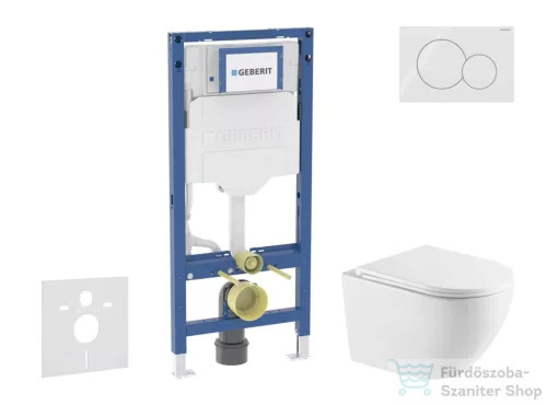 Geberit Duofix falra szerelhető WC szett, Kielle OUDEE Vortex rimless+ WC softclose ülőkével, Geberit Sigma 01 alpesi fehér nyomólappal, fehér SANI11CA31117