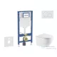 Geberit Duofix falra szerelhető WC szett, Kielle OUDEE Vortex rimless+ WC softclose ülőkével, Geberit Sigma 01 alpesi fehér nyomólappal, fehér SANI11CA31117