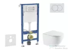 Geberit Duofix Basic falra szerelhető WC szett, Kielle OUDEE Vortex rimless+ WC softclose ülőkével, Geberit Delta 01 alpesi fehér nyomólappal, fehér SANI11CA31120