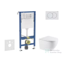   Geberit Duofix Basic falra szerelhető WC szett, Kielle OUDEE Vortex rimless+ WC softclose ülőkével, Geberit Delta 01 alpesi fehér nyomólappal, fehér SANI11CA31120