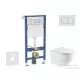 Geberit Duofix Basic falra szerelhető WC szett, Kielle OUDEE Vortex rimless+ WC softclose ülőkével, Geberit Delta 01 alpesi fehér nyomólappal, fehér SANI11CA31120