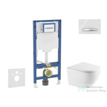   Geberit Duofix falra szerelhető WC szett, Kielle OUDEE Vortex rimless+ WC softclose ülőkével, Geberit Sigma 50 alpesi fehér/króm nyomólappal, fehér SANI11CA31122