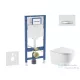 Geberit Duofix falra szerelhető WC szett, Kielle OUDEE Vortex rimless+ WC softclose ülőkével, Geberit Sigma 50 alpesi fehér/króm nyomólappal, fehér SANI11CA31122