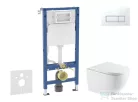 Geberit Duofix Basic falra szerelhető WC szett, Kielle OUDEE Vortex rimless+ WC softclose ülőkével, Geberit Delta 50 alpesi fehér nyomólappal, fehér SANI11CA31125