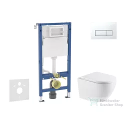   Geberit Duofix Basic falra szerelhető WC szett, Kielle OUDEE Vortex rimless+ WC softclose ülőkével, Geberit Delta 50 alpesi fehér nyomólappal, fehér SANI11CA31125