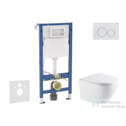   Geberit Duofix Basic falra szerelhető WC szett, Kielle OUDEE Vortex rimless+ WC softclose ülőkével, Geberit Delta 20 alpesi fehér nyomólappal, fehér SANI11CA31126