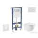 Geberit Duofix Basic falra szerelhető WC szett, Kielle OUDEE Vortex rimless+ WC softclose ülőkével, Geberit Delta 20 alpesi fehér nyomólappal, fehér SANI11CA31126