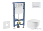 Geberit Duofix Basic falra szerelhető WC szett, Kielle OUDEE Vortex rimless+ WC softclose ülőkével, Geberit Delta 30 alpesi fehér nyomólappal, fehér SANI11CA31127