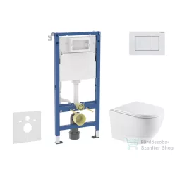   Geberit Duofix Basic falra szerelhető WC szett, Kielle OUDEE Vortex rimless+ WC softclose ülőkével, Geberit Delta 30 alpesi fehér nyomólappal, fehér SANI11CA31127