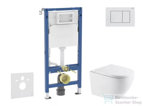 Geberit Duofix Basic falra szerelhető WC szett, Kielle OUDEE Vortex rimless+ WC softclose ülőkével, Geberit Delta 30 alpesi fehér nyomólappal, fehér SANI11CA31127