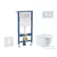 Geberit Duofix Basic falra szerelhető WC szett, Kielle OUDEE Vortex rimless+ WC softclose ülőkével, Geberit Delta 30 alpesi fehér nyomólappal, fehér SANI11CA31127