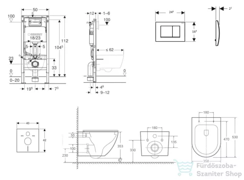 Geberit Duofix Basic falra szerelhető WC szett, Kielle OUDEE Vortex rimless+ WC softclose ülőkével, Geberit Delta 30 alpesi fehér nyomólappal, fehér SANI11CA31127