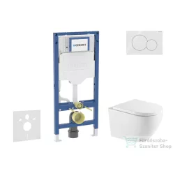   Geberit Duofix falra szerelhető WC szett, Kielle OUDEE Vortex rimless+ WC softclose ülőkével, Geberit Sigma 01 alpesi fehér nyomólappal, fehér SANI11CA31128